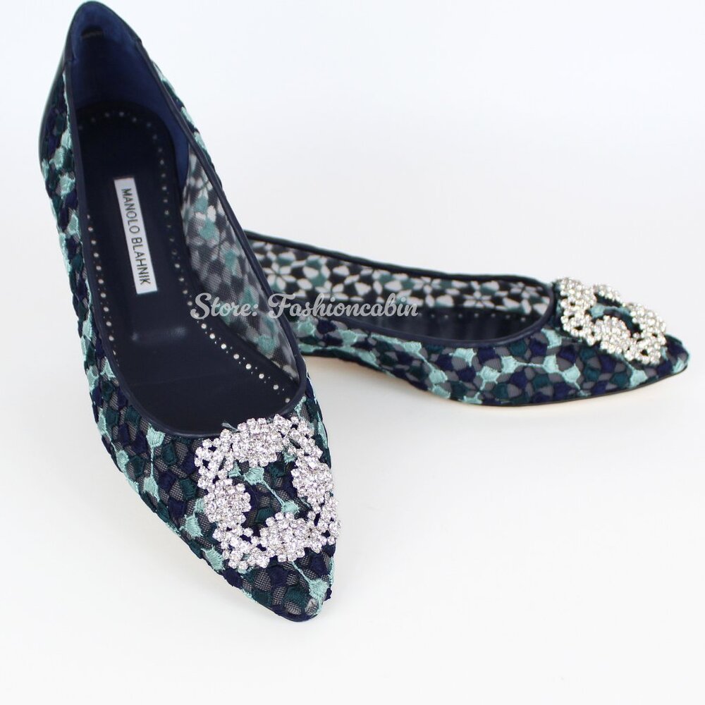 NEW MANOLO BLAHNIK Hangisi Lace Flats, EU 39, Office to Party/ Events - Picture 1 of 16